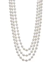 Belle De Mer Cultured Freshwater Pearl (7mm) Triple Strand 18" Statement Necklace in Sterling Silver