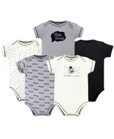 Touched by Nature Baby Boys Organic Cotton Bodysuits 5pk, Mr. Moon, 3-6 Months