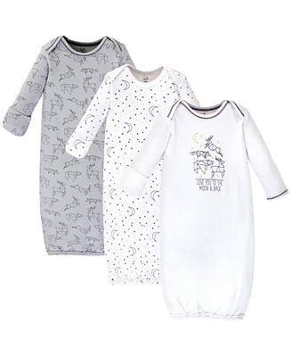 Touched by Nature Baby Boys Organic Cotton Long-Sleeve Gowns 3pk, Happy Camper, 0-6 Months