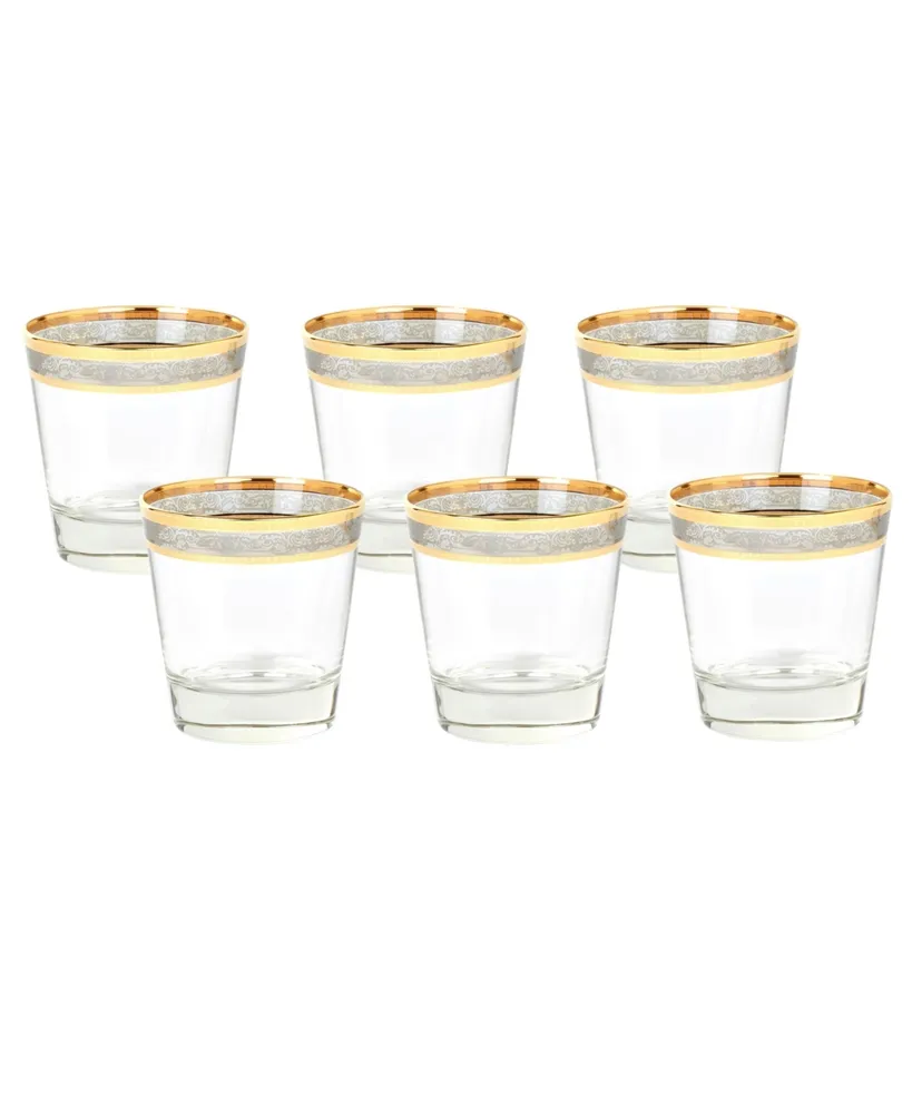 Lorren Home Trends Double Old Fashion 6 Piece Gold Band Glass Set - Multicolor