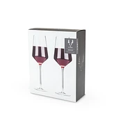 Viski Raye Angled Crystal Bordeaux Wine Glasses, Set of 2, 16 Oz