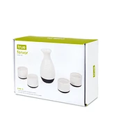 True Brands Fervor Ceramic Hot and Cold Sake Carafe and Cup Set, 5 Piece