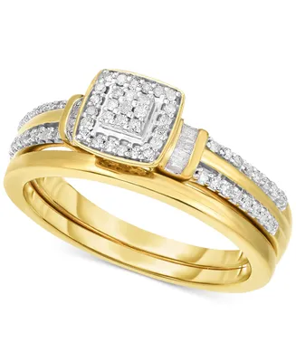 Diamond Square Cluster Ring (1/4 ct. t.w.) 14k Gold-Plated Sterling Silver or