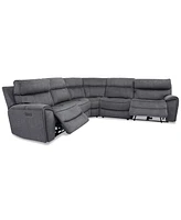 Closeout! Hutchenson -Pc. Fabric Sectional with Power Recliners and Headrests
