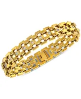 Men's Diamond Link Bracelet (1/4 ct. t.w.) in Yellow Ion-Plated Stainless Steel