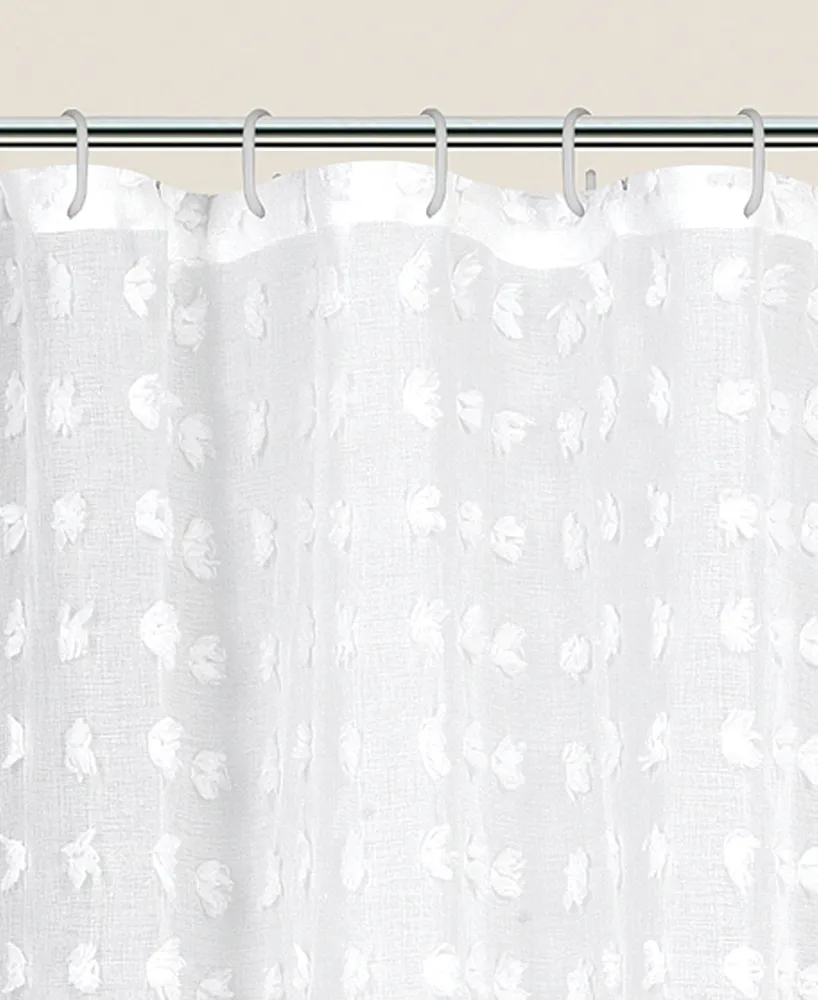 Dainty Home Cut Flower Shower Curtain With 3D Puffs
