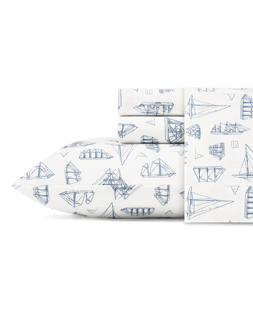 Nautica Whitewood Sail Cotton Percale -Piece Sheet Set