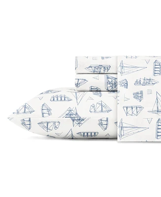 Nautica Whitewood Sail Cotton Percale -Piece Sheet Set