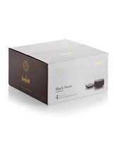 JoyJolt Black Swan Stemless Red Wine Glasses, Set of 4