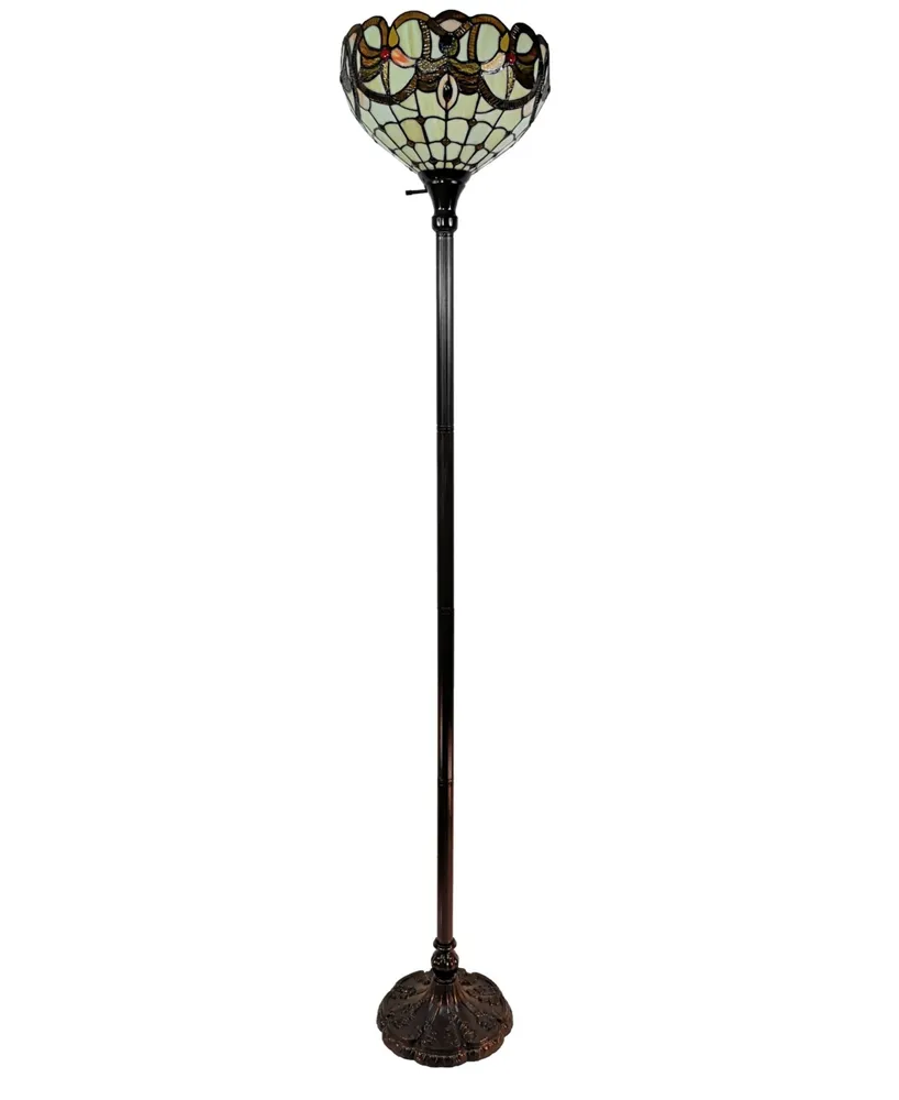 Amora Lighting Tiffany Style Torchiere Floor Lamp