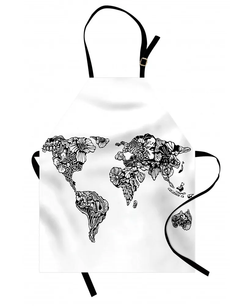 Ambesonne Floral World Map Apron