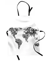 Ambesonne Floral World Map Apron