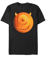 Disney Pixar Men's Monsters Inc. Halloween Pumpkin Mike Big Face Short Sleeve T-Shirt