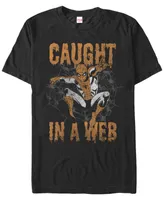 Marvel Men's Spider-Man Caught A Web Drip Text Short Sleeve T-Shirt