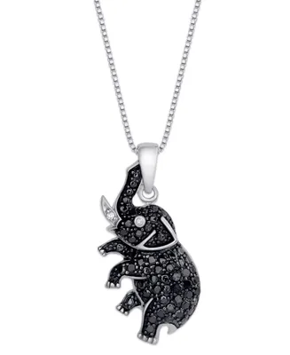 Black and White Diamond 1/10 ct. t.w. Elephant Pendant Necklace in Sterling Silver