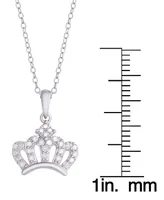 Diamond 1/5 ct t.w. Tiara Crown Pendant Necklace in Sterling Silver