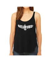 La Pop Art Women's Premium Word Flowy Tank Top- Wild And Free Eagle