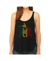 La Pop Art Women's Premium Word Flowy Tank Top- Rasta Lion - One Love