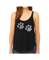 La Pop Art Women's Premium Word Flowy Tank Top- Meow Cat Prints