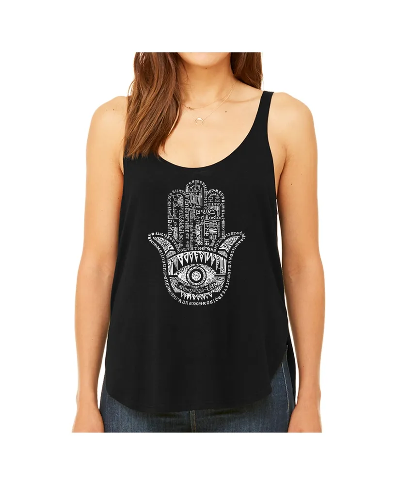 La Pop Art Women's Premium Word Flowy Tank Top- Hamsa