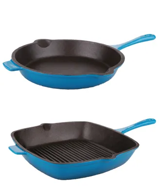 BergHoff Neo 2-Pc. 10" Fry Pan and 11" Grill Pan Cast Iron Set