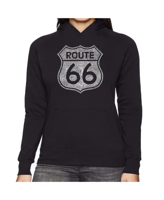 La Pop Art Women's Word Hooded Sweatshirt -Cities Along The Legendary Route 66