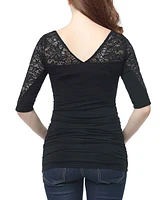 Kimi + Kai Trudy Lace Accent Matrnity Top