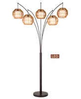 Artiva Usa Bali 88" Led Arched Floor Lamp Handcrafted Rattan Shade, Bronze with Dimmer