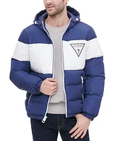 Guess Men's Colorblock Hooded Puffer Jacket