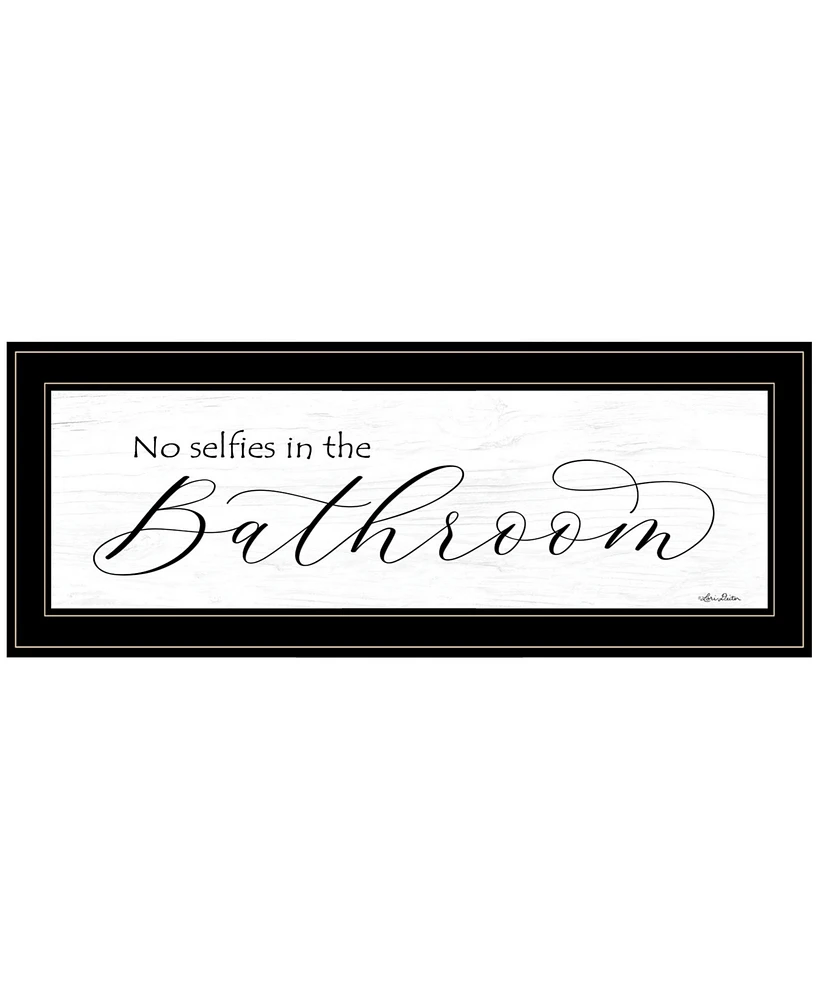 Trendy Decor 4U No Selfies in the Bathroom by Lori Deiter, Ready to hang Framed Print, Black Frame, 23" x 11"