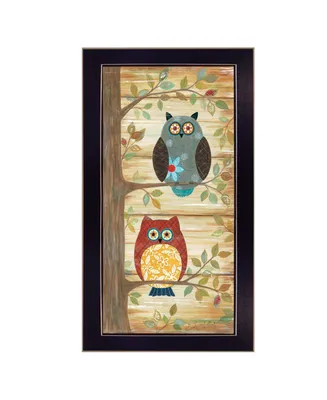 Trendy Decor 4U Two Wise Owls By Annie LaPoint, Printed Wall Art, Ready to hang, Black Frame, 20" x 11"