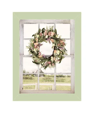 Trendy Decor 4U Summer View by Lori Deiter, Ready to hang Framed Print, Light Green Window-Style Frame, 14" x 18"