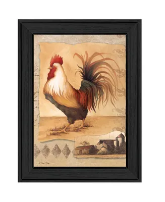 Trendy Decor 4U Rooster Montage I By Dee Dee, Printed Wall Art, Ready to hang, Black Frame, 15" x 11"