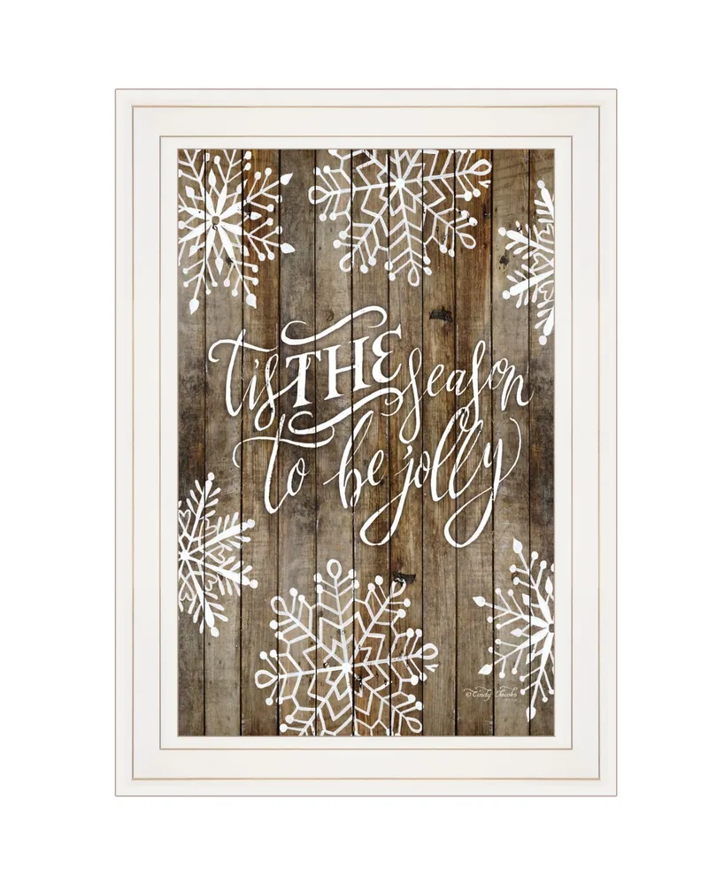 Trendy Decor 4U Tis the season Snowflakes by Cindy Jacobs, Ready to hang Framed Print, Frame