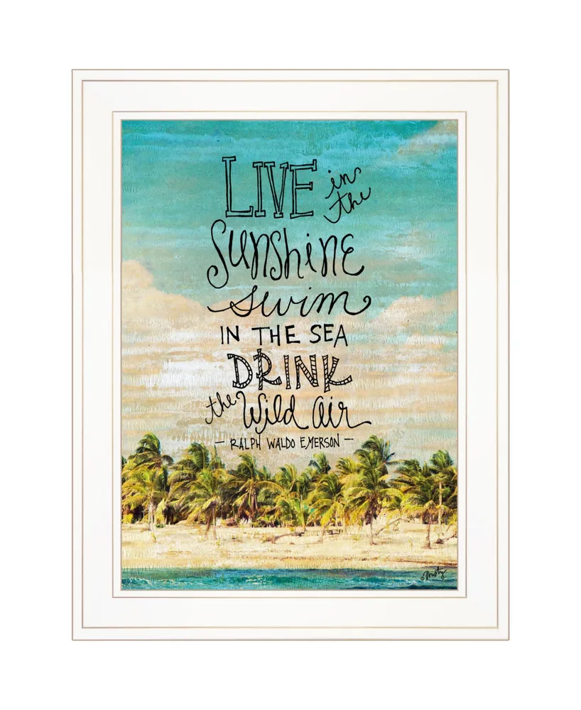 Trendy Decor 4U Live in the Sunshine by Misty Michelle, Ready to hang Framed Print, White Frame, 15" x 19"