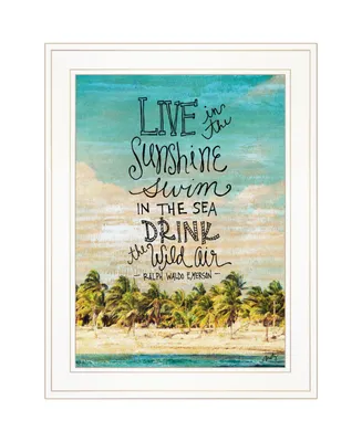 Trendy Decor 4U Live in the Sunshine by Misty Michelle, Ready to hang Framed Print, White Frame, 15" x 19"