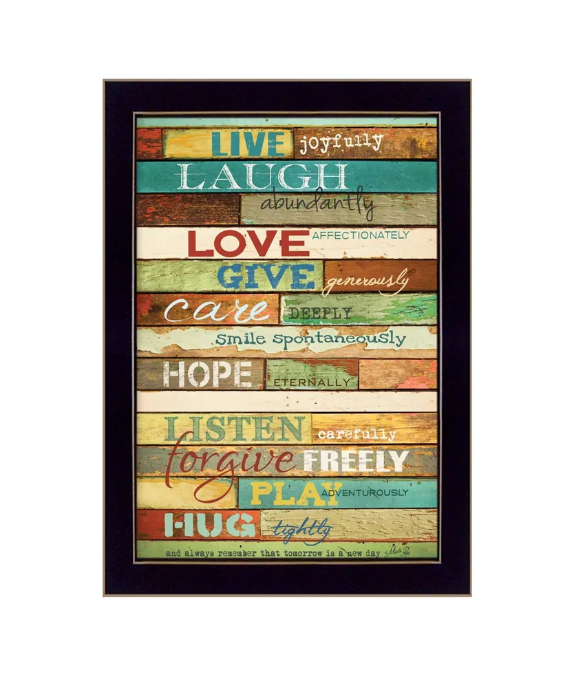 Trendy Decor 4U Live Joyfully By Marla Rae, Printed Wall Art, Ready to hang, Black Frame, 10" x 14"