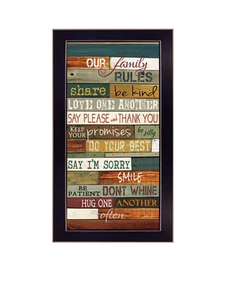Trendy Decor 4U Our Family Rules By Marla Rae, Printed Wall Art, Ready to hang, Black Frame, 11" x 20"