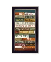 Trendy Decor 4U Our Family Rules By Marla Rae, Printed Wall Art, Ready to hang, Black Frame, 11" x 20"