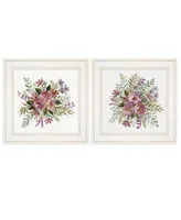 Trendy Decor 4U Floral Spray I Ii 2-Piece Vignette by Cindy Jacobs, White Frame, 15" x 19"