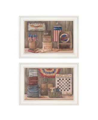 Trendy Decor 4U God Bless / Sweet Land 2-Piece Vignette by Pam Britton, White Frame, 19" x 15"