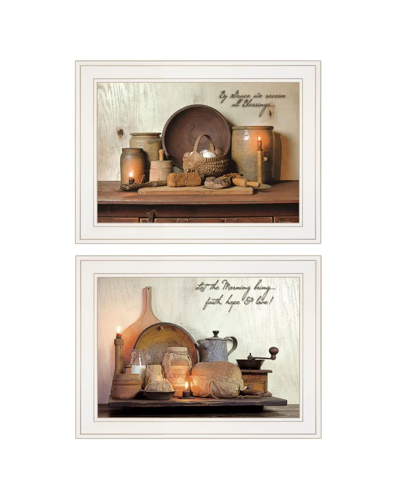 Trendy Decor 4U By Grace 2-Piece Vignette by Susie Boyer, White Frame, 19" x 15"