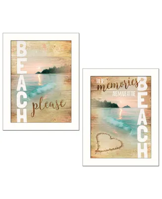 Trendy Decor 4U Beach Please Collection By Marla Rae, Printed Wall Art, Ready to hang, White Frame, 28" x 14"