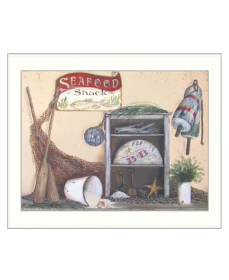 Trendy Decor 4U Seafood Shack By Pam Britton, Printed Wall Art, Ready to hang, White Frame, 12" x 16"