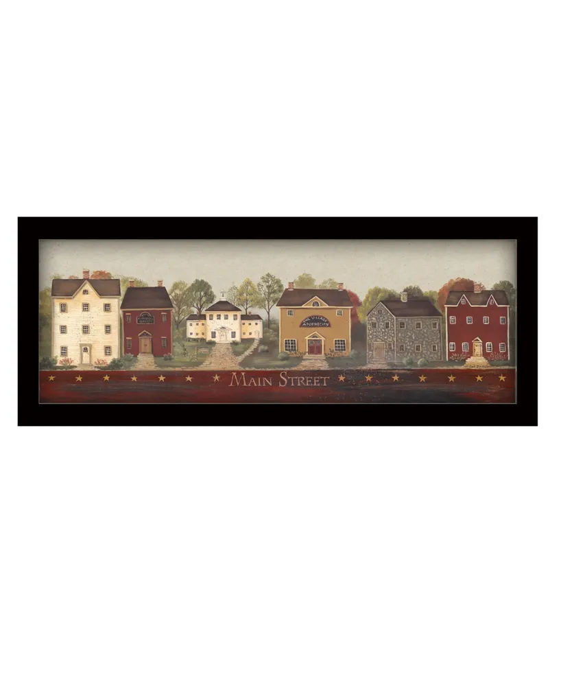 Trendy Decor 4U Main Street By Pam Britton, Printed Wall Art, Ready to hang, Black Frame, 20" x 8"