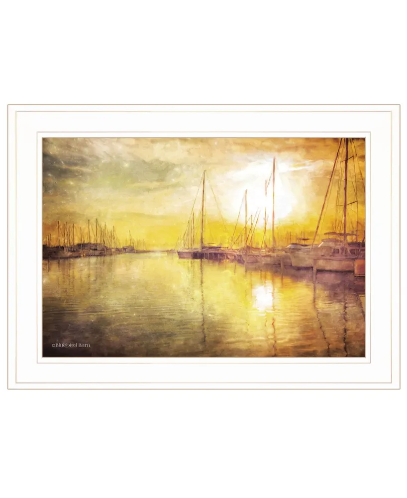 Trendy Decor 4U Yellow Sunset by Bluebird Barn, Ready to hang Framed Print, White Frame, 21" x 15"