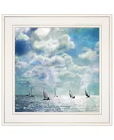 Trendy Decor 4U Sailing White Waters by Bluebird Barn Group, Ready to hang Framed Print, White Frame