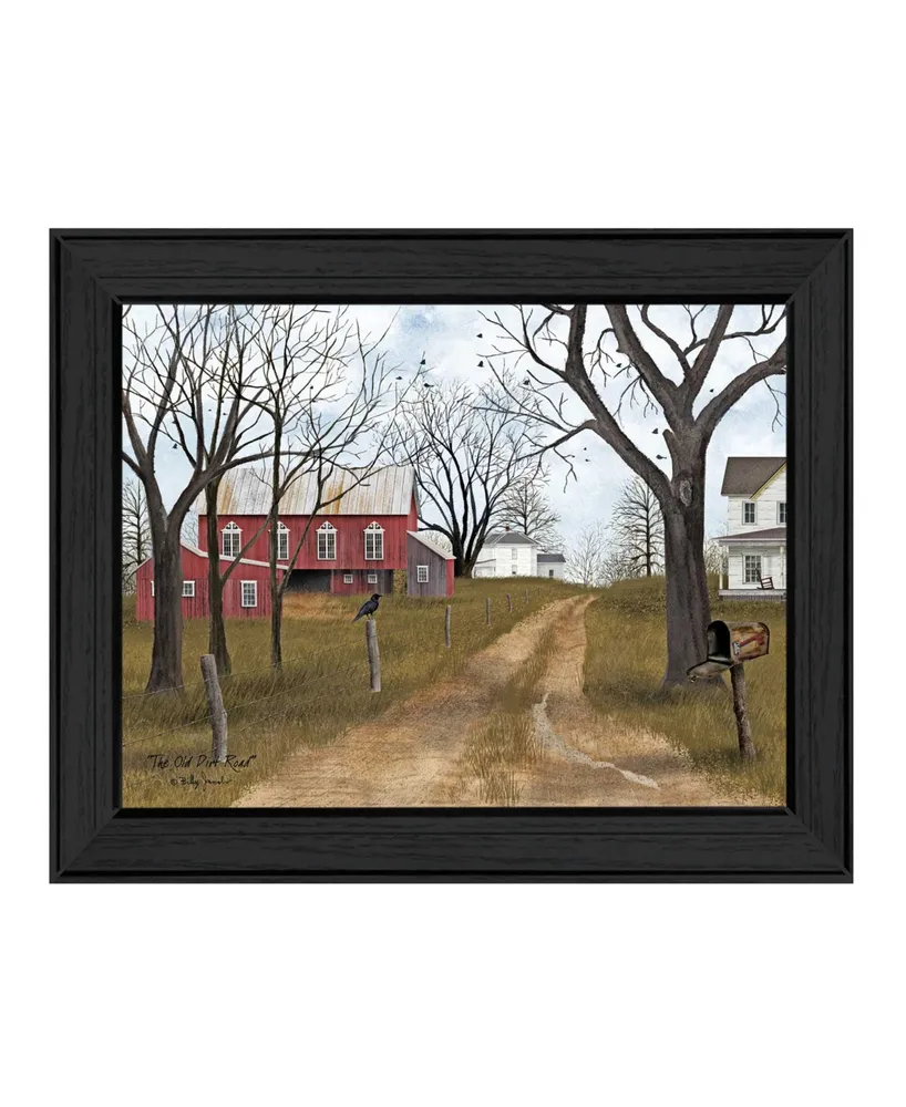 Trendy Decor 4U The Old Dirt Road By Billy Jacobs, Printed Wall Art, Ready to hang, Black Frame, 18" x 14"