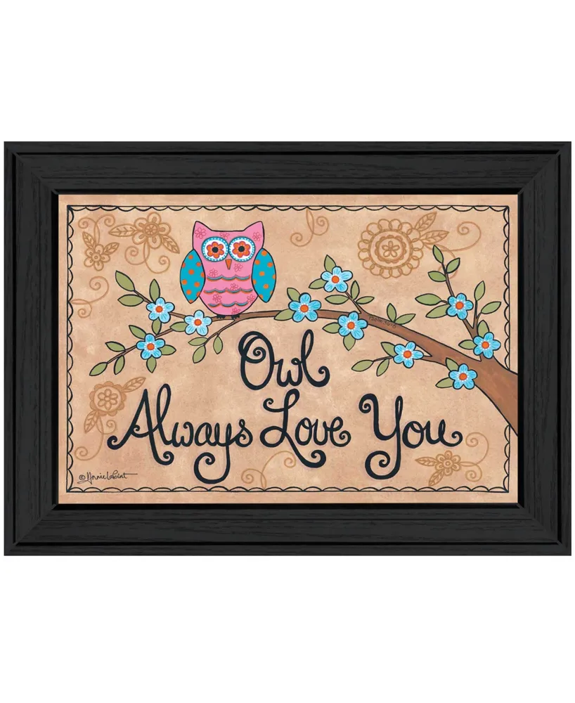 Trendy Decor 4U Owl Always Love You By Annie LaPoint, Printed Wall Art, Ready to hang, Black Frame, 21" x 15"