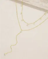 Ettika Simplistic Crystal Layered Lariat Necklace Set